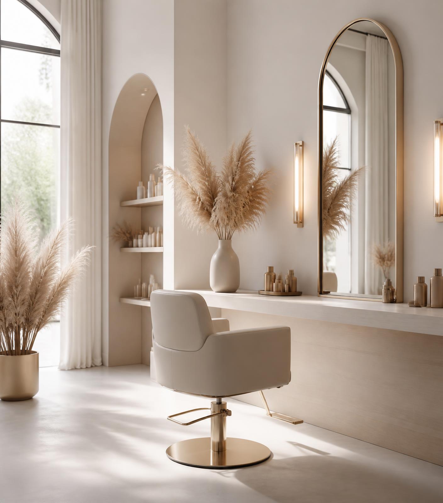 Ambiente do Studio de Beleza Igarashi em tons off-white e bege
